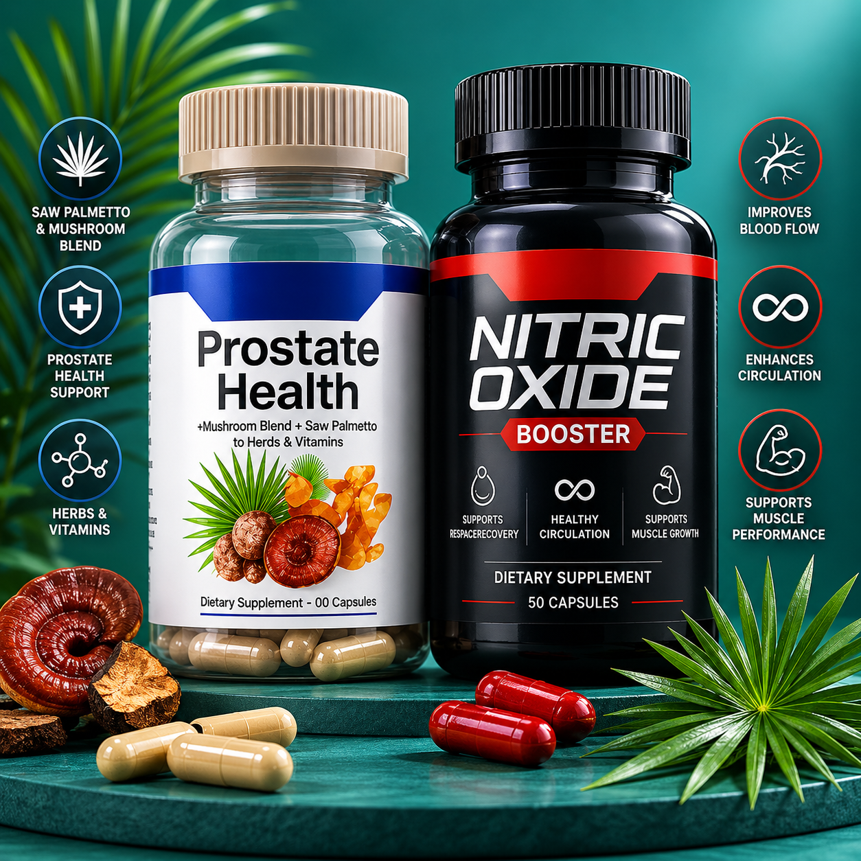Prostate Health + Nitric Oxide Booster: soporte para la próstata y la circulación
